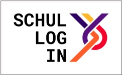 Die Wort-/Bildmarke von Schullogin zeigt auf der linken Seite das Wort Schullogin. Auf der rechten Seite befindet sich ein farbiges Symbol. Die Schriftfarbe ist Schwarz. Das Symbol hat die Farben dunkelblau, lila, gelb, orange und rot.