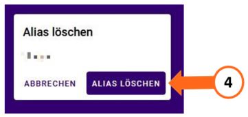 L&ouml;schen des Login-Alias best&auml;tigen
