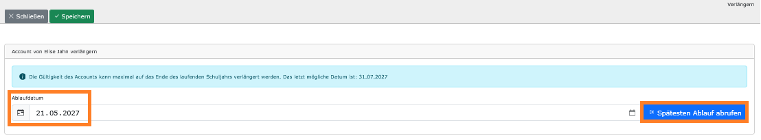 Neues Ablaufdatum festlegen