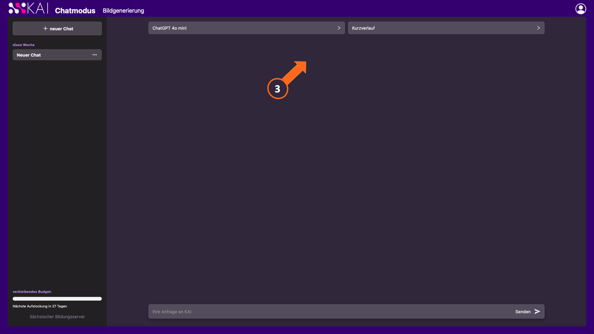 Screenshot Auswahl und Konfiguration des Chatmodus