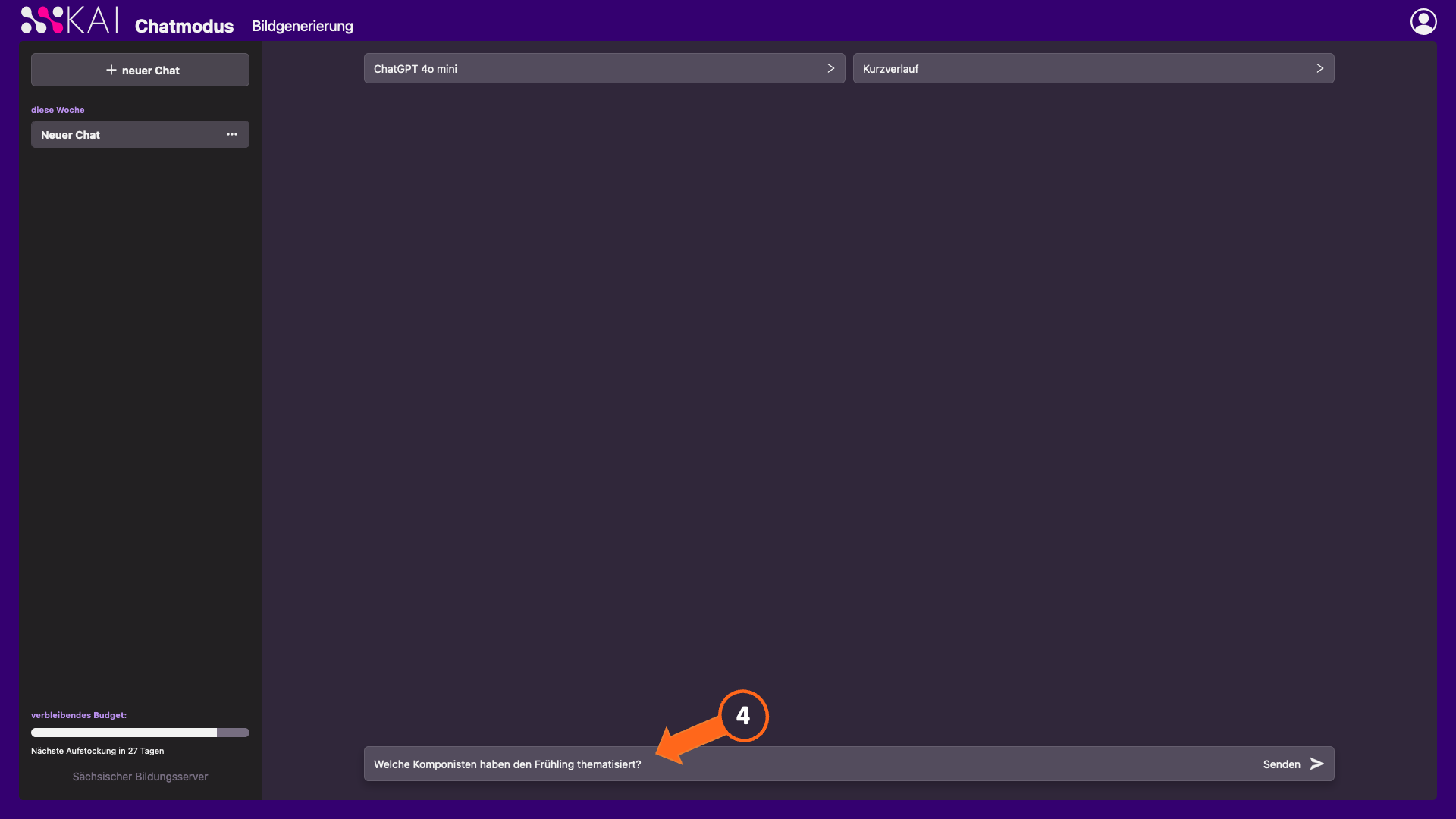 Screenshot Eingabe eines Prompts
