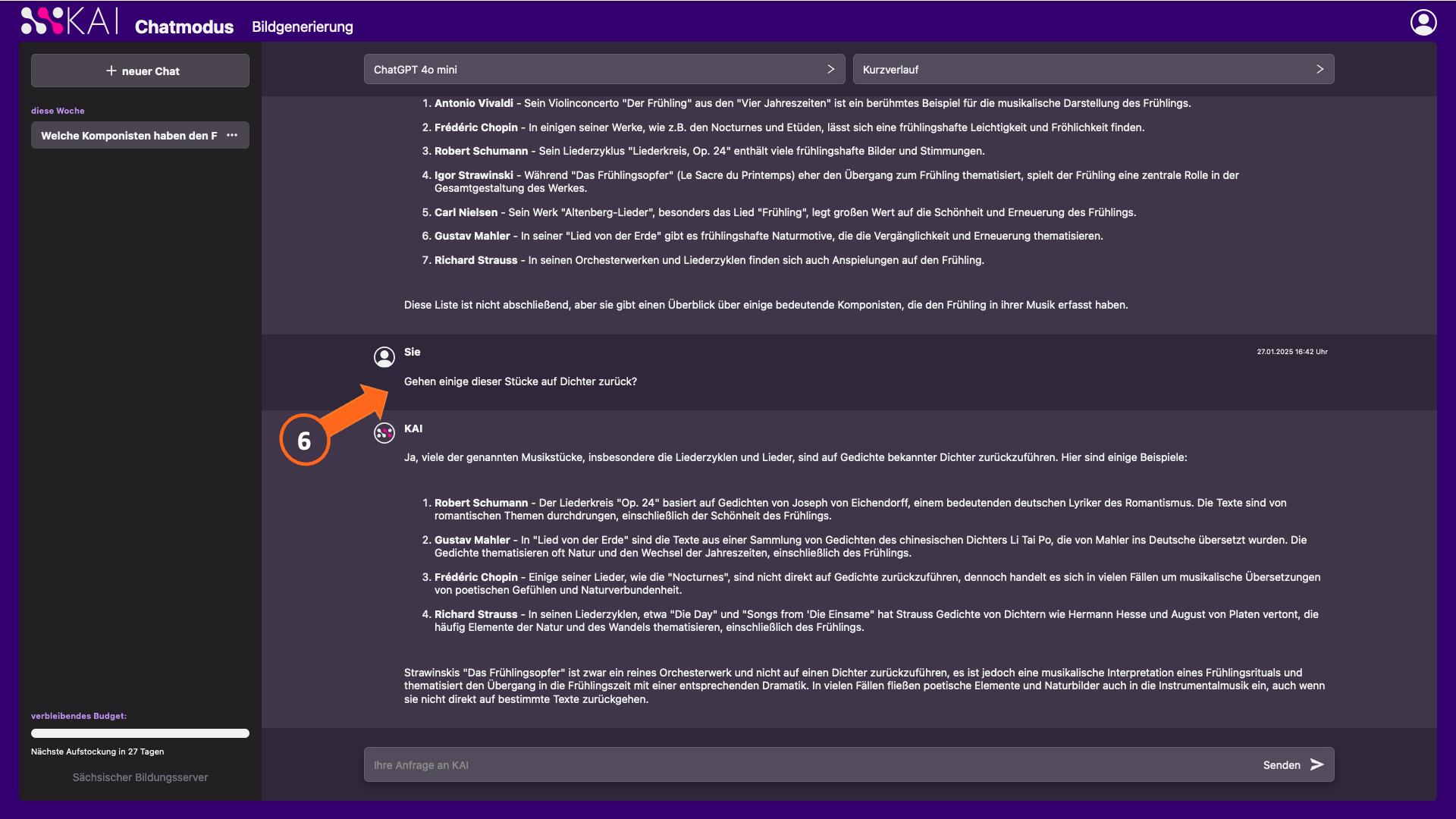 Screenshot Dialog mit Assistent KAI