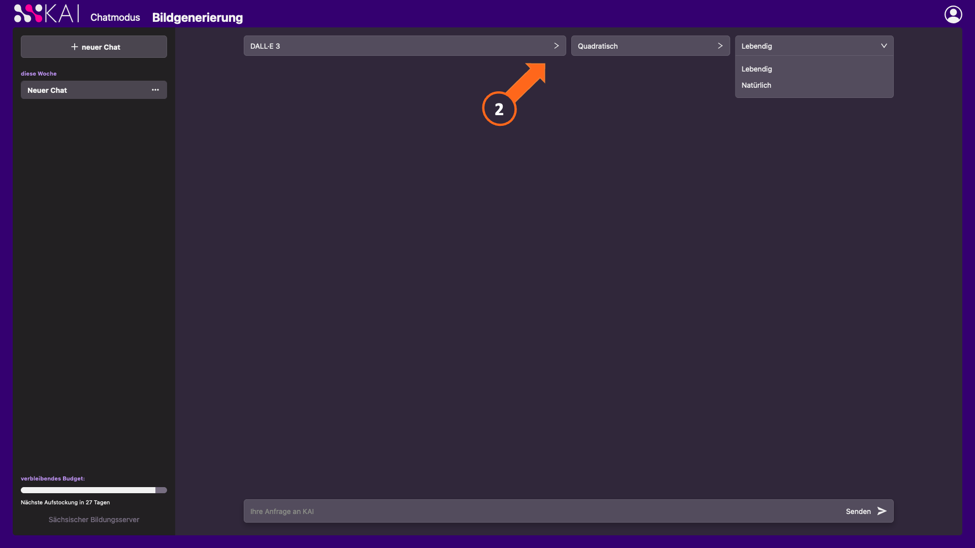 Screenshot Auswahl und Konfiguration des Bildgenerators