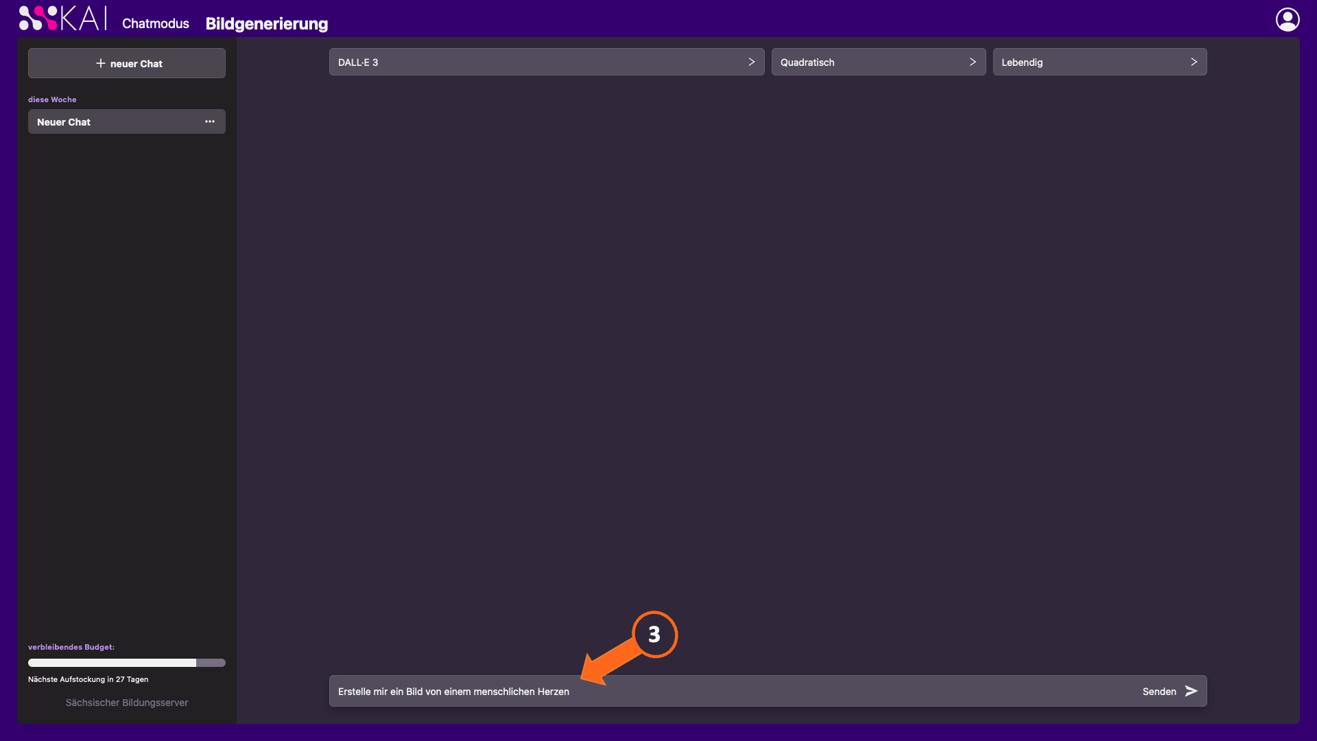 Screenshot Eingabe eines Prompts