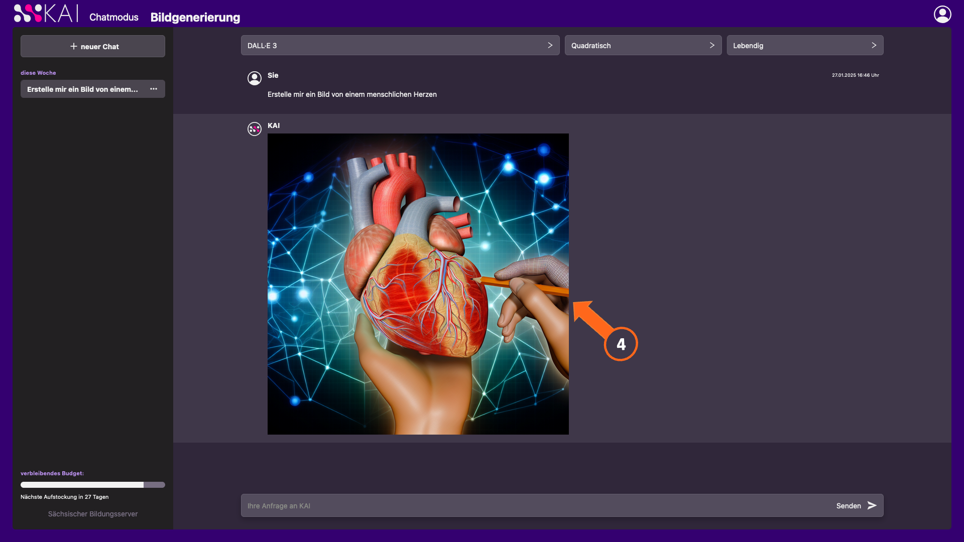 Screenshot Ausgabe des Bildes