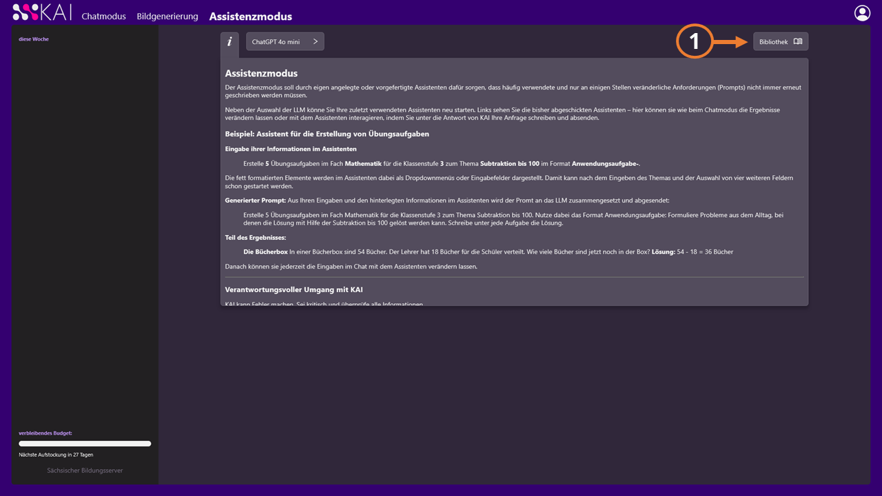 Screenshot Auswahl der Bibliothek