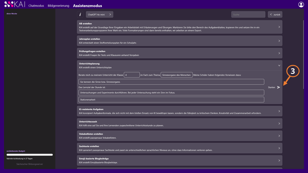 Screenshot Eingabe der notwendigen Informationen