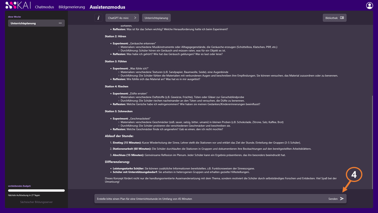 Screenshot Eingabe eines Prompts zur &Uuml;berarbeitung