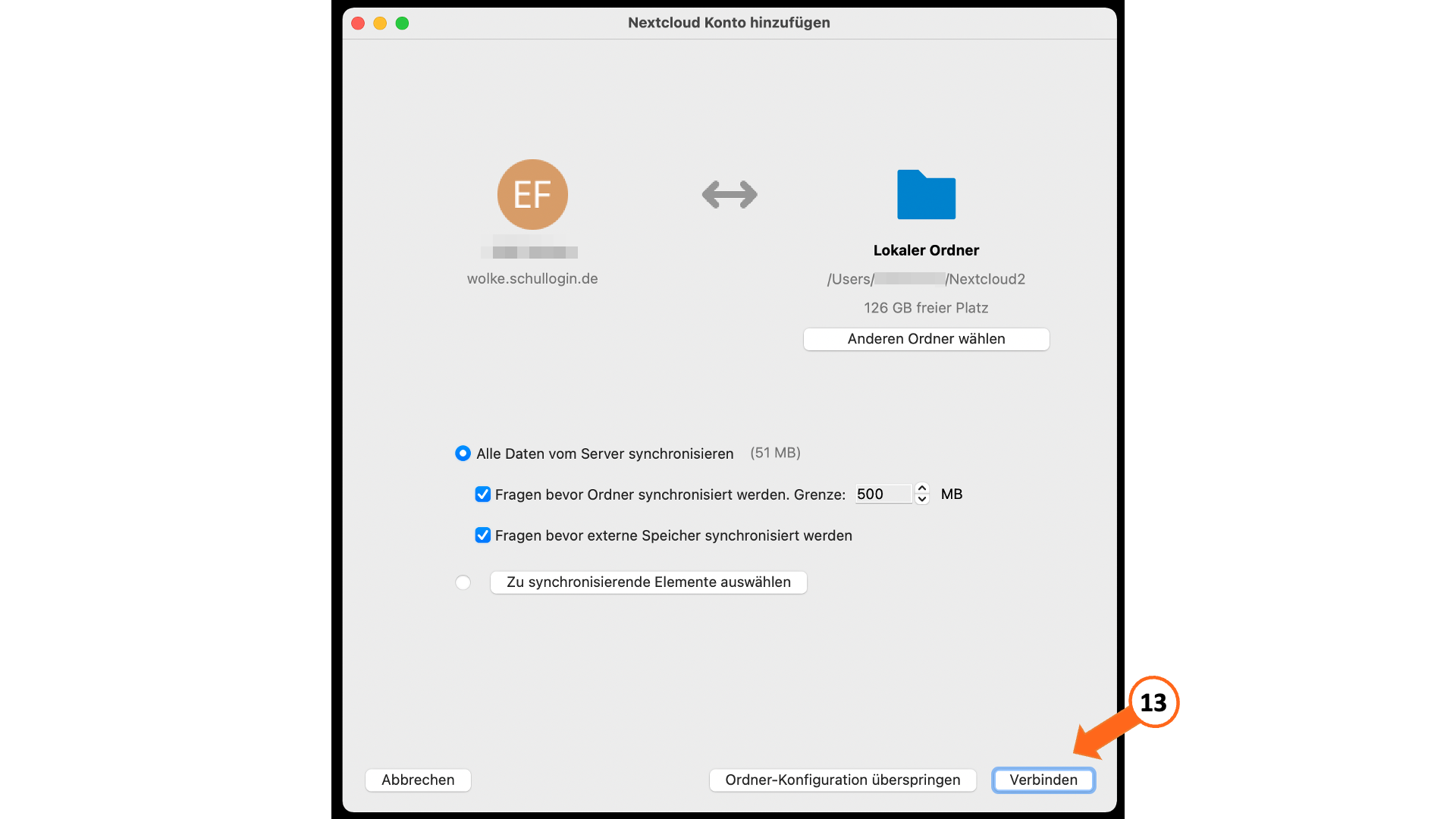 Nextcloud Konto hinzuf&uuml;gen