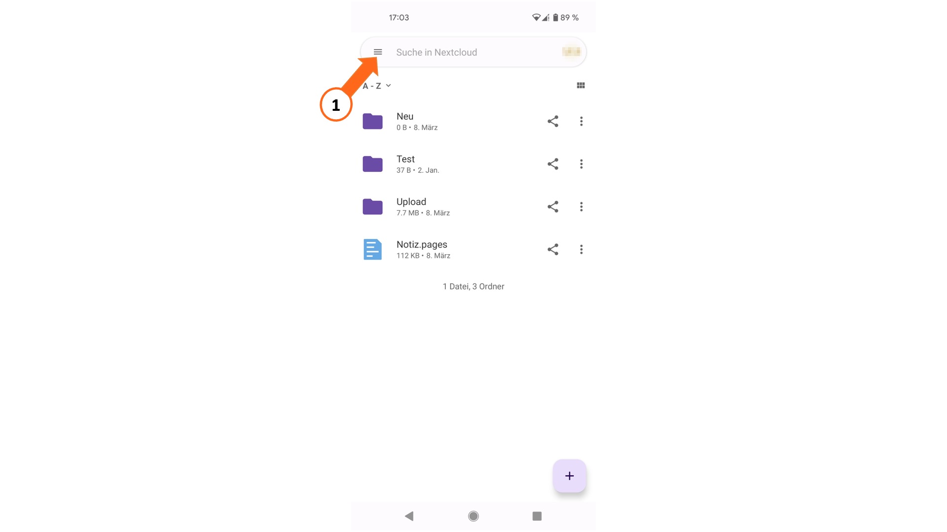 Nextcloud-App, Men&uuml;punkt Einstellungen