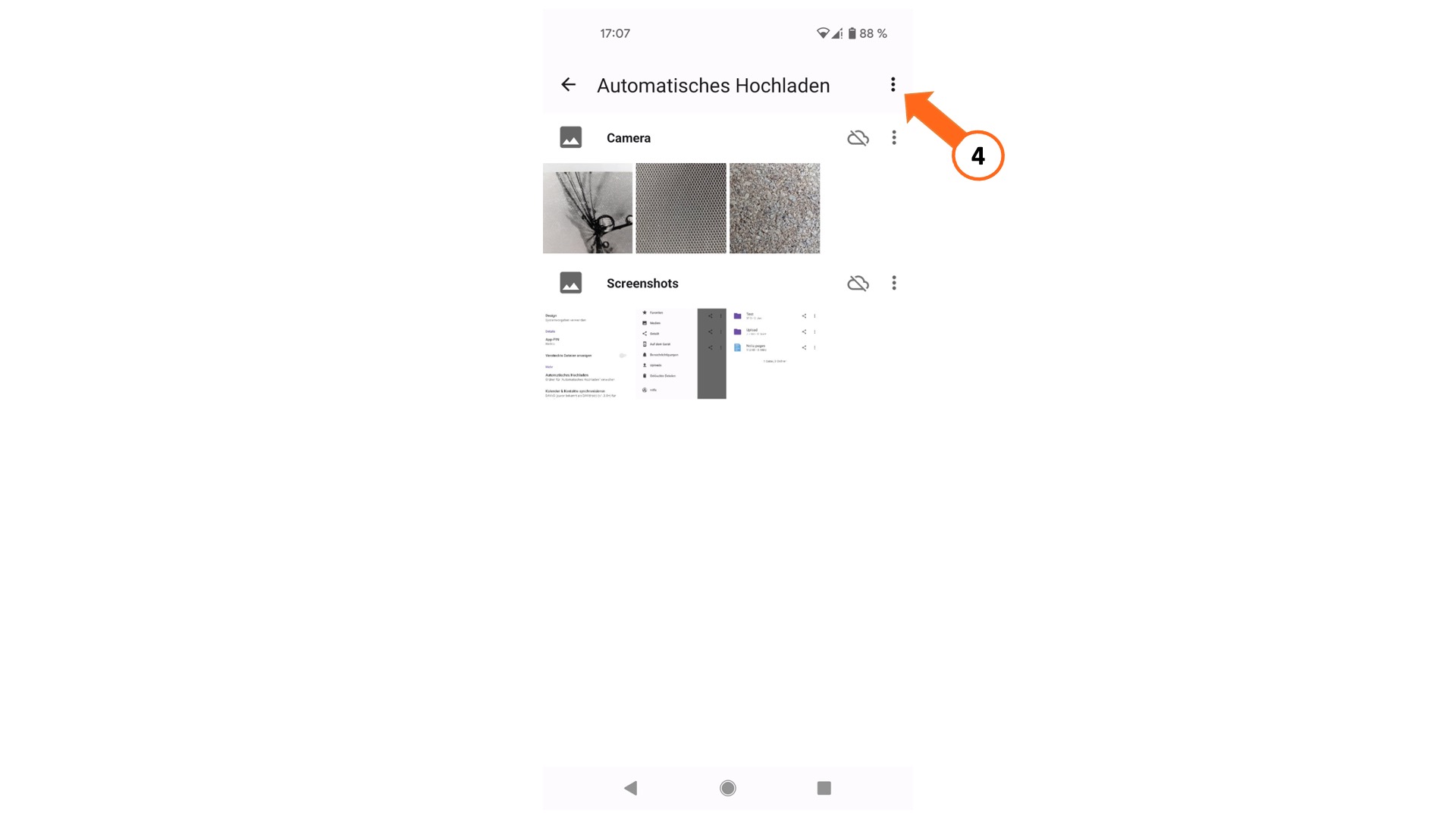 Nextcloud-App, Automatisches Hochladen