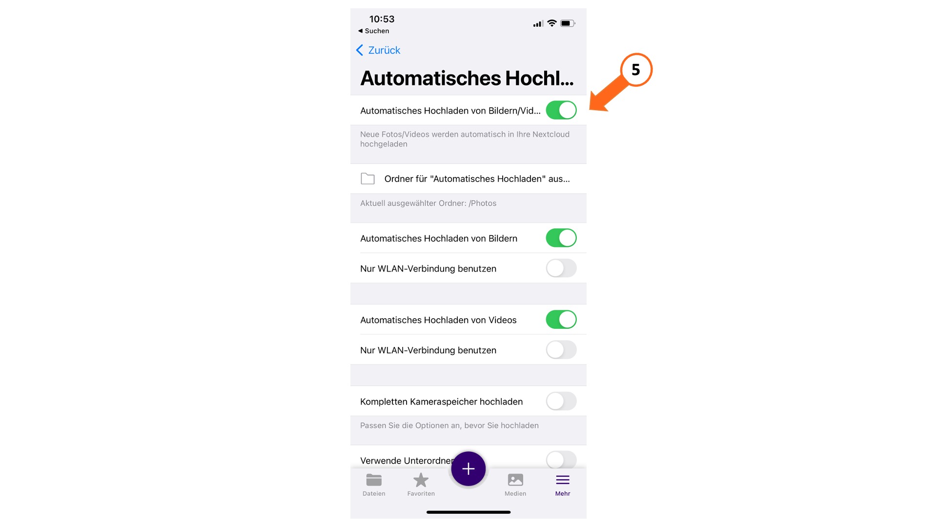 Men&uuml;punkt "Nextlcoud-App Rechteabfrage"