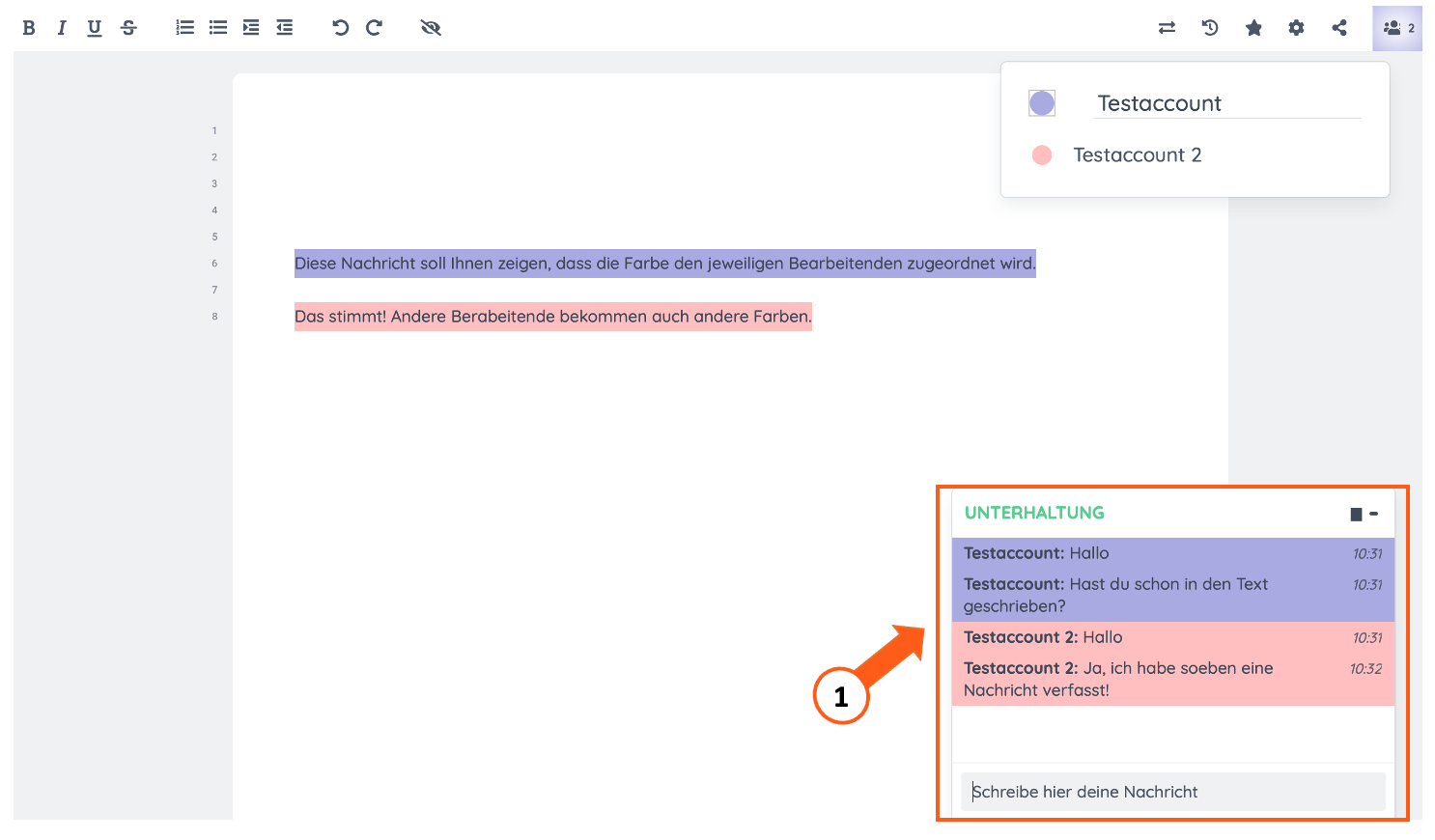 Screenshot des Chats im Etherpad