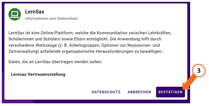 Daten&uuml;bertragung an LernSax best&auml;tigen