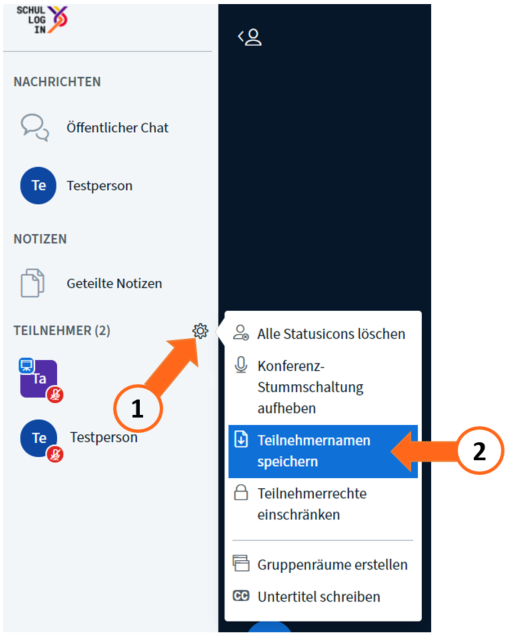 Teilnehmendenliste speichern
