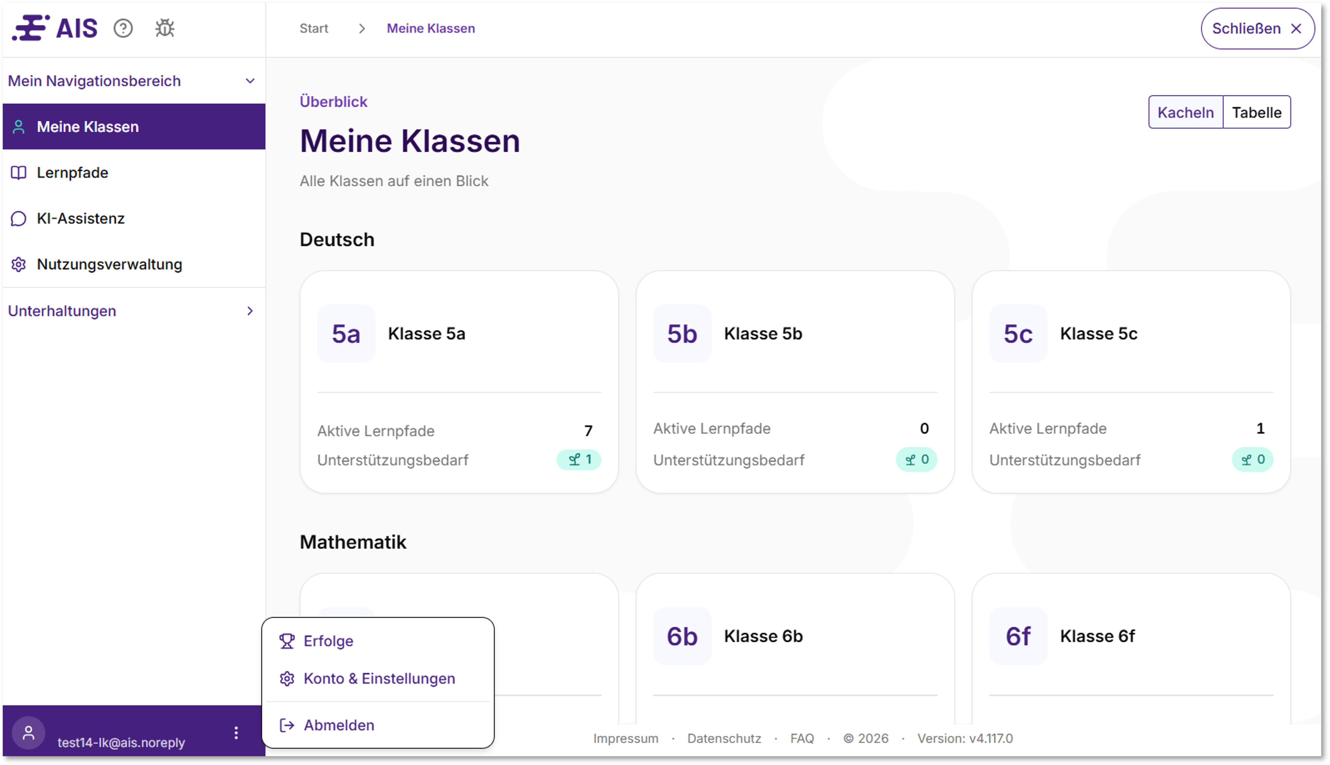 Screenshot der Startseite bzw. Landingpage von AIS