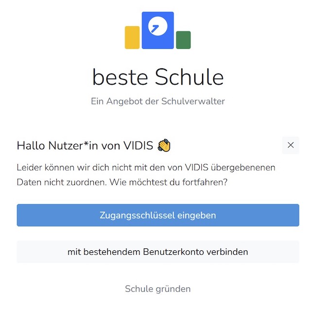 Screenshot beste.schule Ersteinrichtung Zwischenseite