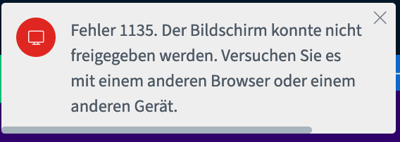 Screenshot Fehlermeldung 1135 in macOS