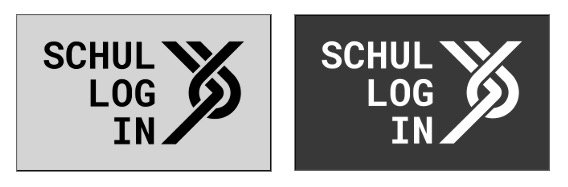 Beispiele für die Verwendung des schwarzen und weißen Schullogin-Logos.